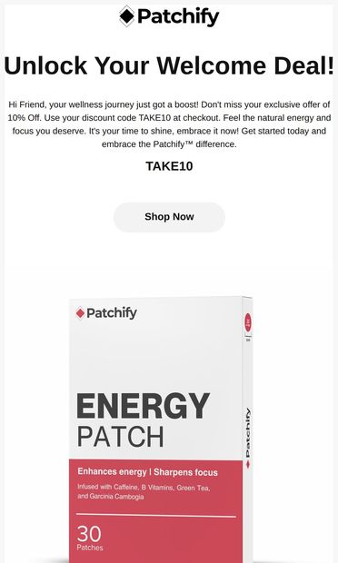 Your exclusive discount is ready! - email from Patchify
