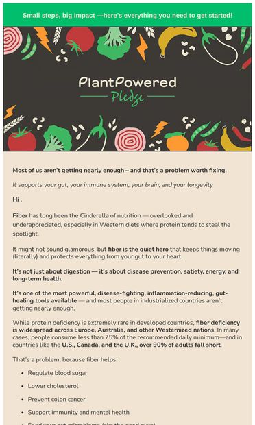The Cinderella of nutrition is ready for her moment - email from PlantPowered Pledge