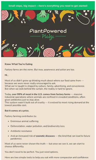 Where does our food really come from? - email from PlantPowered Pledge