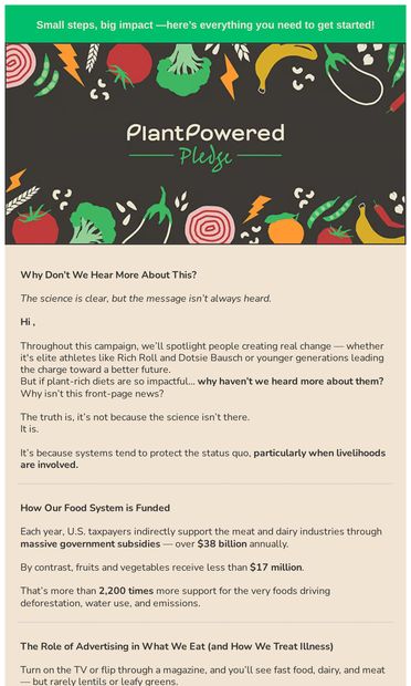 Why don’t we hear more about this? - email from PlantPowered Pledge