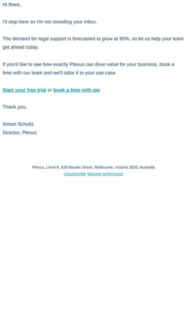 Last one from me - email from Plexus