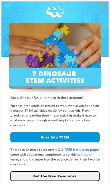 π§© 7 Dino-Mite STEM Activities for Kids π¦ - email from Plus-Plus