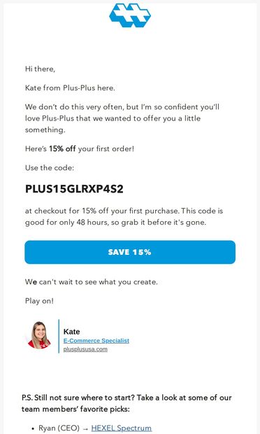Lucky You! Here’s a Special Gift! 🎁 - email from Plus-Plus