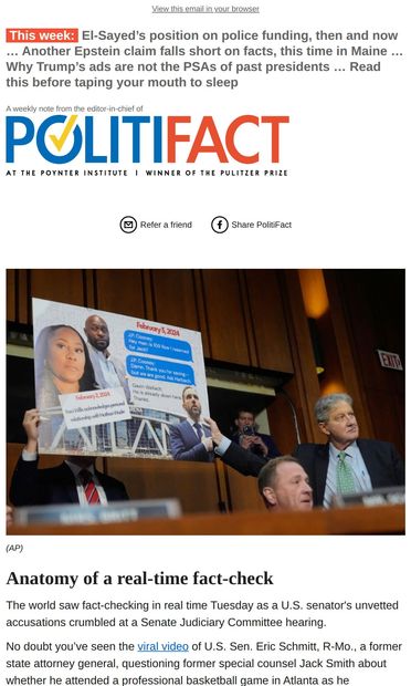 Truth and basketball (in Congress) - email from PolitiFact
