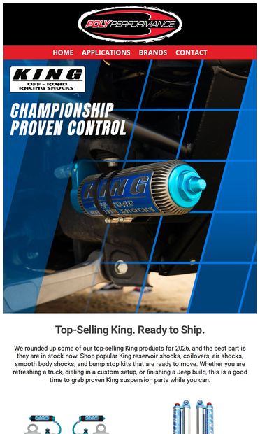 Top-Selling King Racing Shocks, Ready To Ship - email from Poly Performance