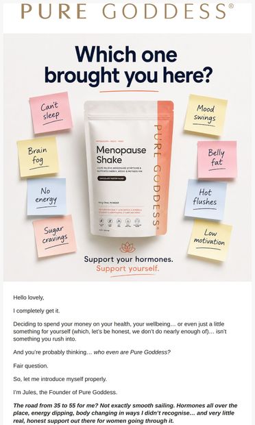 A little note from me (Jules) - email from Pure Goddess