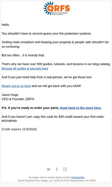 Need help finding the right parts? - email from QRFS