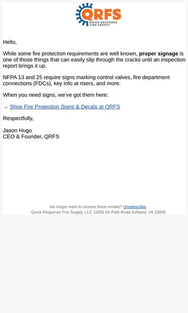 One sign you can’t ignore - email from QRFS