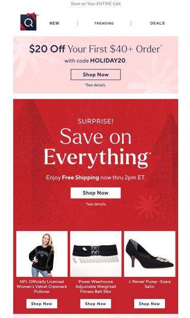 Flash! Free Shipping thru 2pm ET - email from QVC