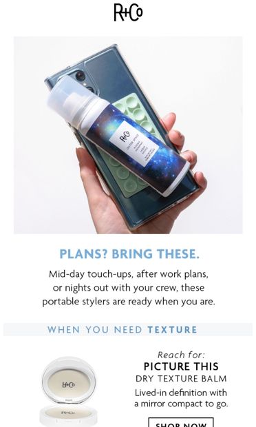 Purse-sized essentials to take with you - email from R+Co
