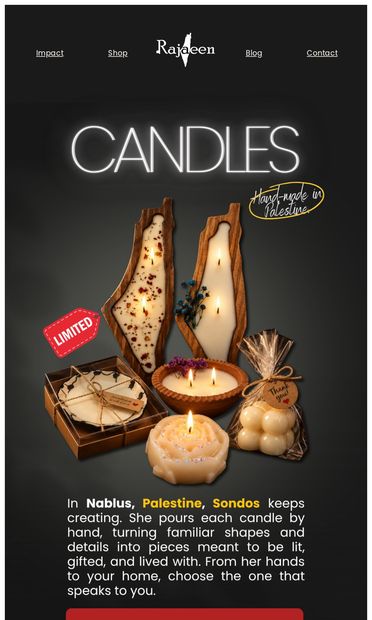 Pick your favorite Palestinian candle - email from Rajaeen