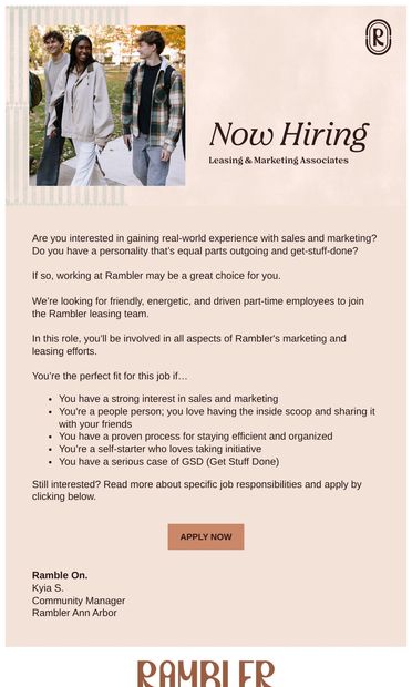 Hey Subscriber, interested in working at Rambler? - email from Rambler Ann Arbor