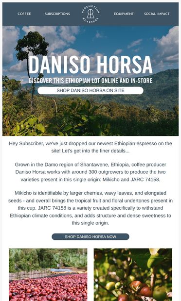 New Ethiopian Espresso 🇪🇹 - email from Redemption Roasters