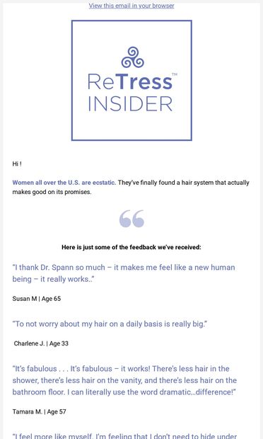 ReTress Insider: What Women Are Saying - email from ReTress