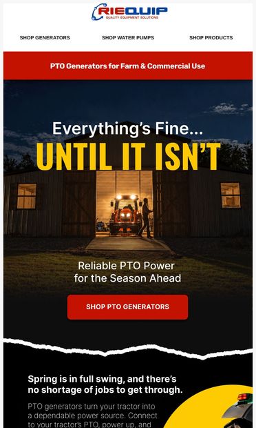 Everything's fine... until it isn't. - email from Riequip