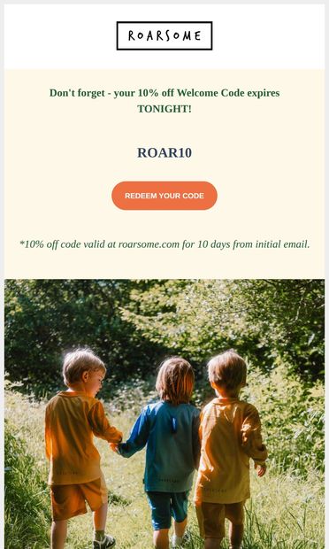 10% OFF Expires Tonight! 🚌 - email from Roarsome
