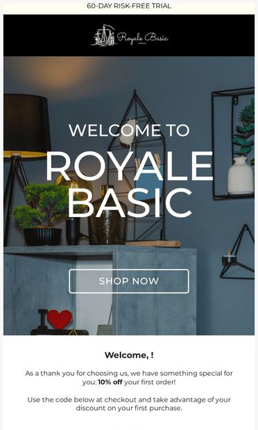 Thanks for Joining Us! - Your Exclusive Offer is here! - email from Royale Basic