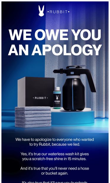 We owe you an apology - email from Rubbit
