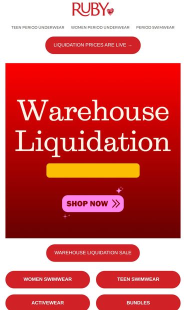Everything Must Go! WAREHOUSE LIQUIDATION. - email from Ruby Love