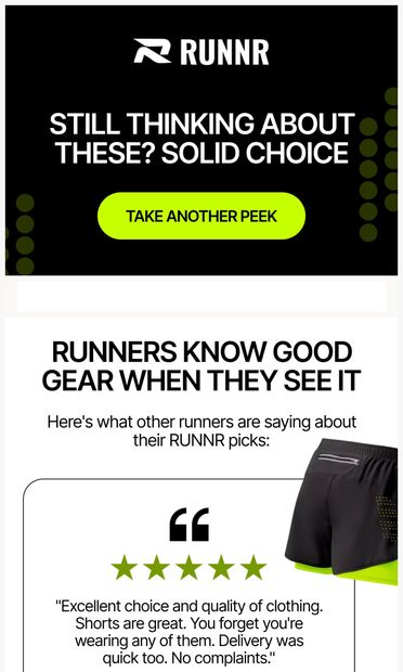 It's too good to leave behind - email from RUNNR Activewear