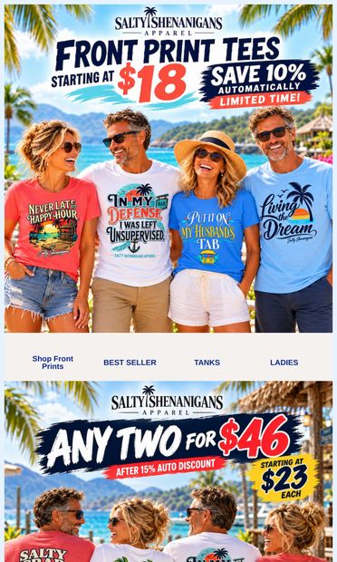 Your Cart Called. It Wants a Vacation. 🌴😂 - email from Salty Shenanigans Beach Apparel