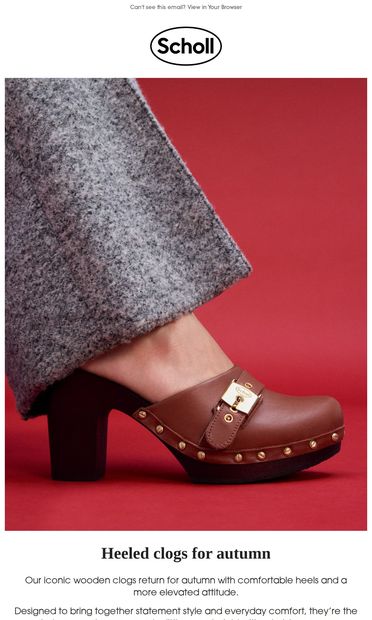 Heeled clogs for autumn - email from Scholl Shoes
