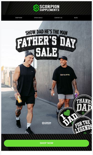 Give Dad something he’ll actually use 💪 - email from Scorpion Supplements