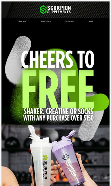 Freeebies Final Day 🧦🥤💪 - email from Scorpion Supplements