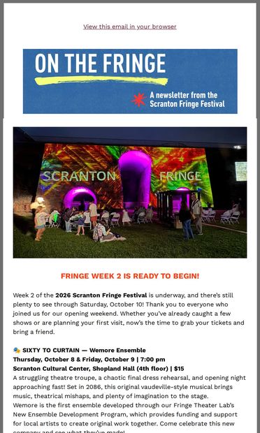 Fringe Week 2: New shows, an encore & a free Banned Book Brunch - email from Scranton Fringe