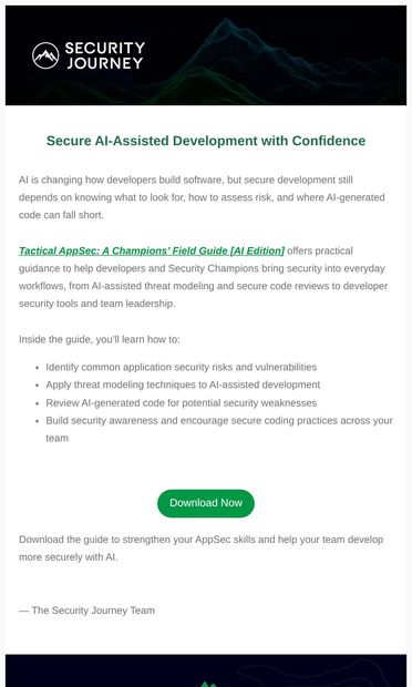 A Practical Guide to Securing AI-Assisted Development - email from Security Journey