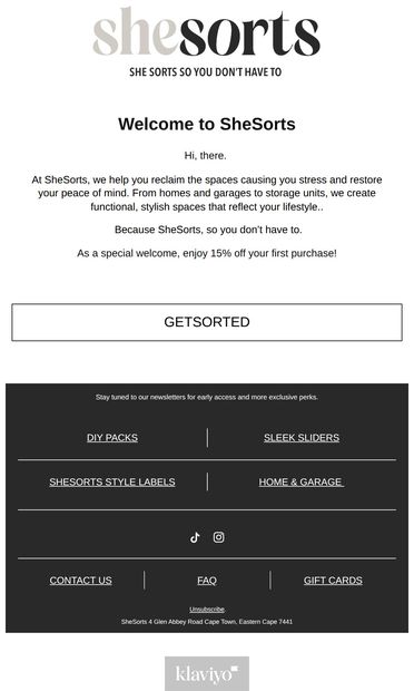 Welcome to SheSorts - email from SheSorts