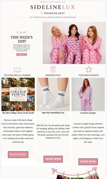 The SidelineLUX Weekend Edit - email from SidelineLUX