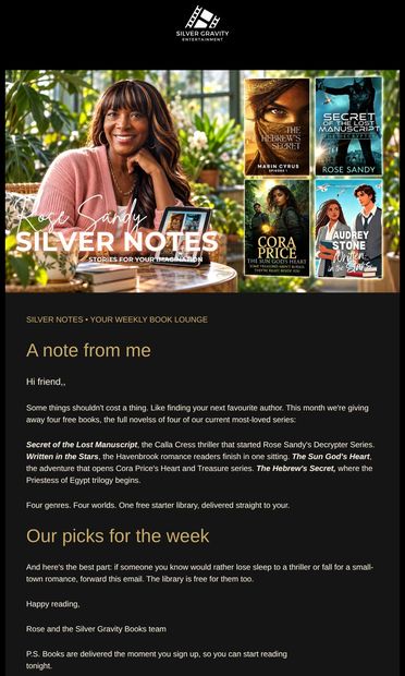 Take Four Free Books Into Autumn With You - email from Silver Gravity Books