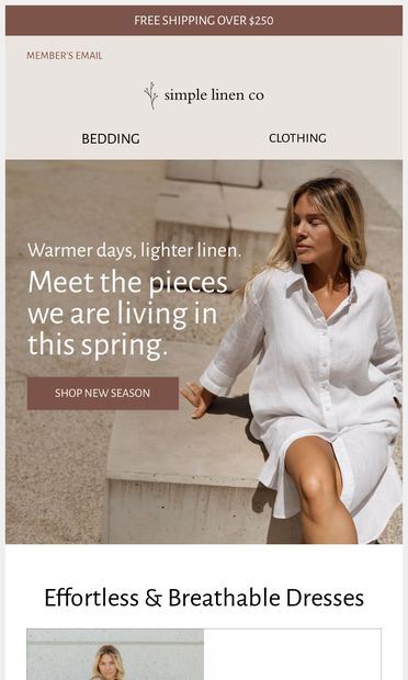Warmer days, lighter linen - email from Simple Linen Co