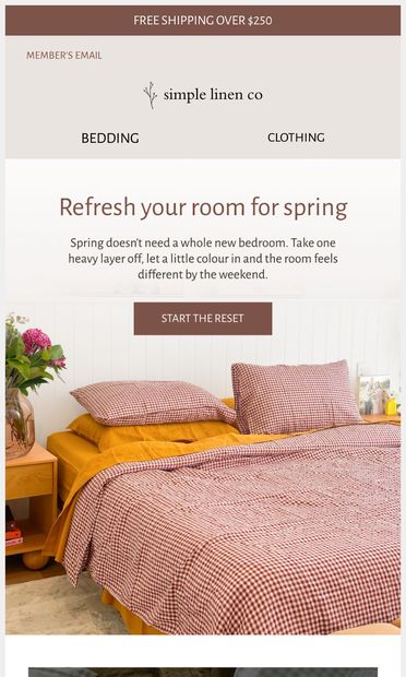 A spring refresh 🌼 - email from Simple Linen Co