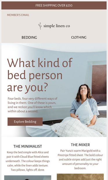 Minimalist or unmade? What kind of bed person are you? ☁️ - email from Simple Linen Co