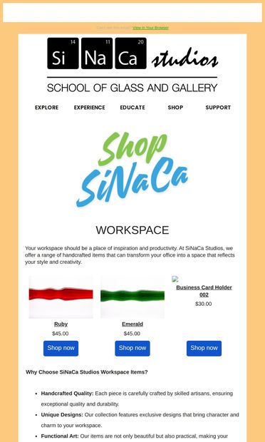 Upgrade Your Workspace - Explore Our Handcrafted Office
 Collection - email from SiNaCa Studios