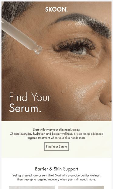 Your skin evolves. Your serum should too. - email from SKOON.