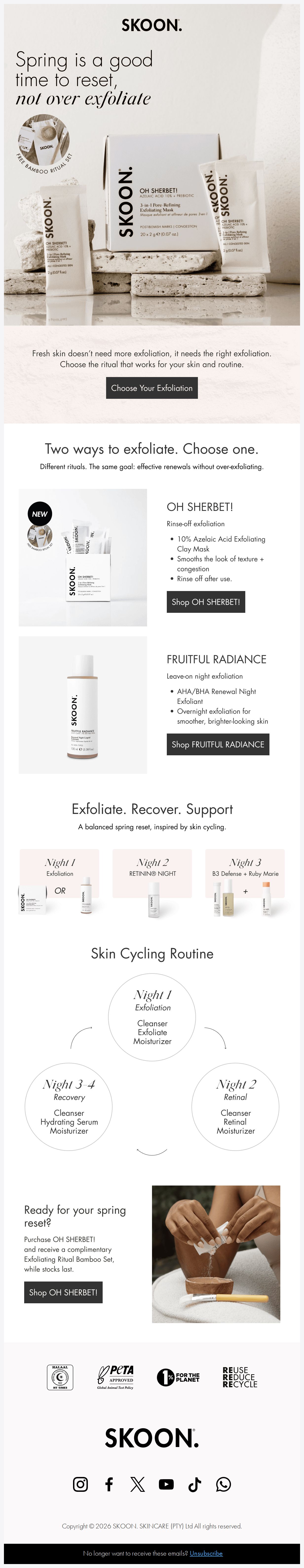 Your spring skin reset starts here - email from SKOON.