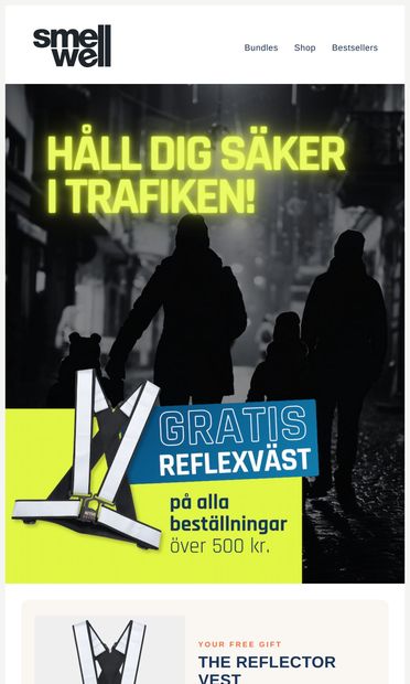 Reminder: your free reflector vest - email from SmellWell