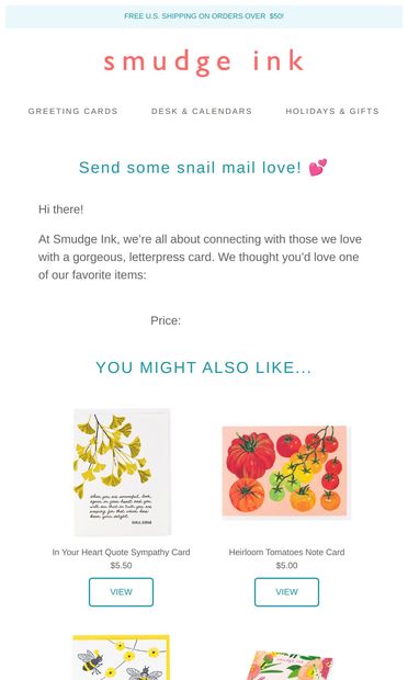 These items are just the thing you need. - email from Smudge Ink