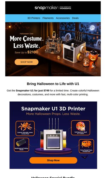 Trick or  Treat? Halloween Sale Is On - email from Snapmaker