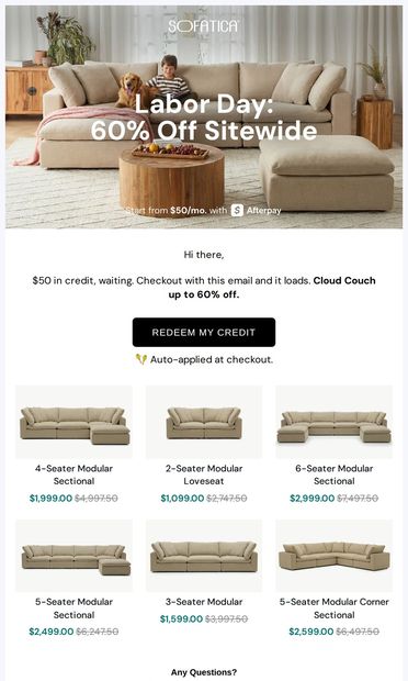 🎁 there, you've got $50 sitting unused - email from Sofatica