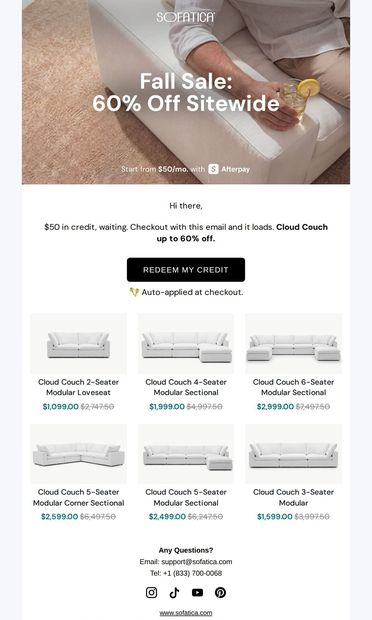 🎁 there, you've got $50 sitting unused - email from Sofatica