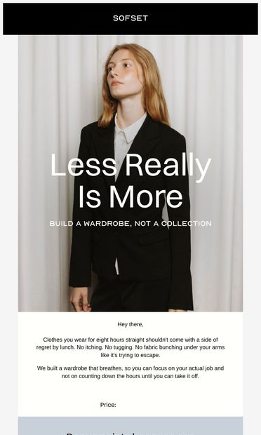 Hot take: Cool clothes are comfy - email from Sofset