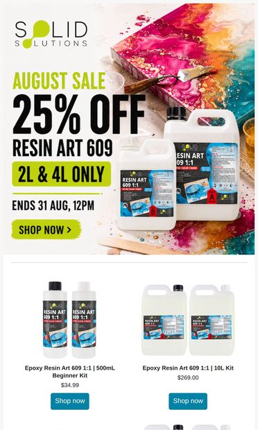 🌟  Don't Miss 25% Off Resin Supplies! - email from Solid Solutions