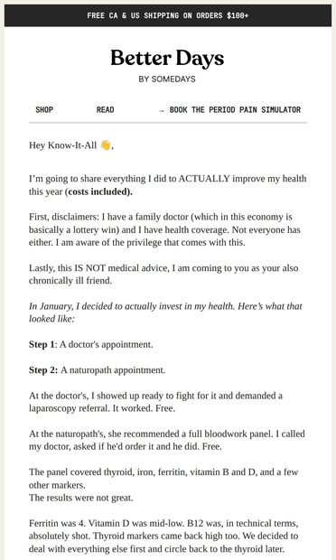 Babe, you might wanna get your bloodwork done - email from somedays