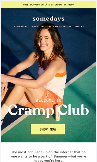Welcome to Cramp Club 💥🥊 - email from somedays