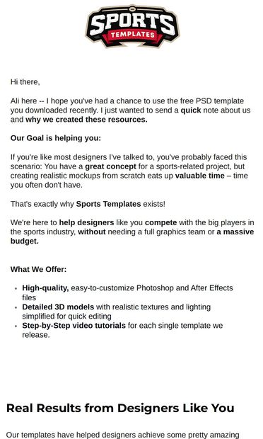 Boost Your Sports Designs - email from SportsTemplates