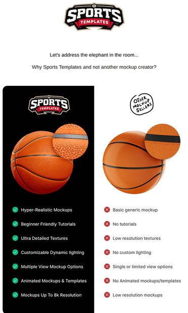 Your mockups from Sports Templates are here! - email from SportsTemplates